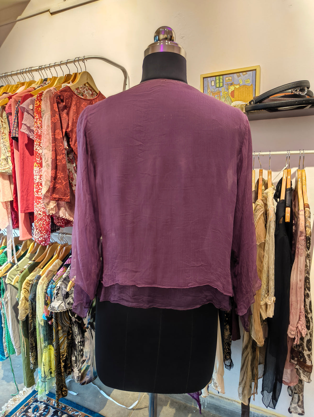 Purple silk reversible top