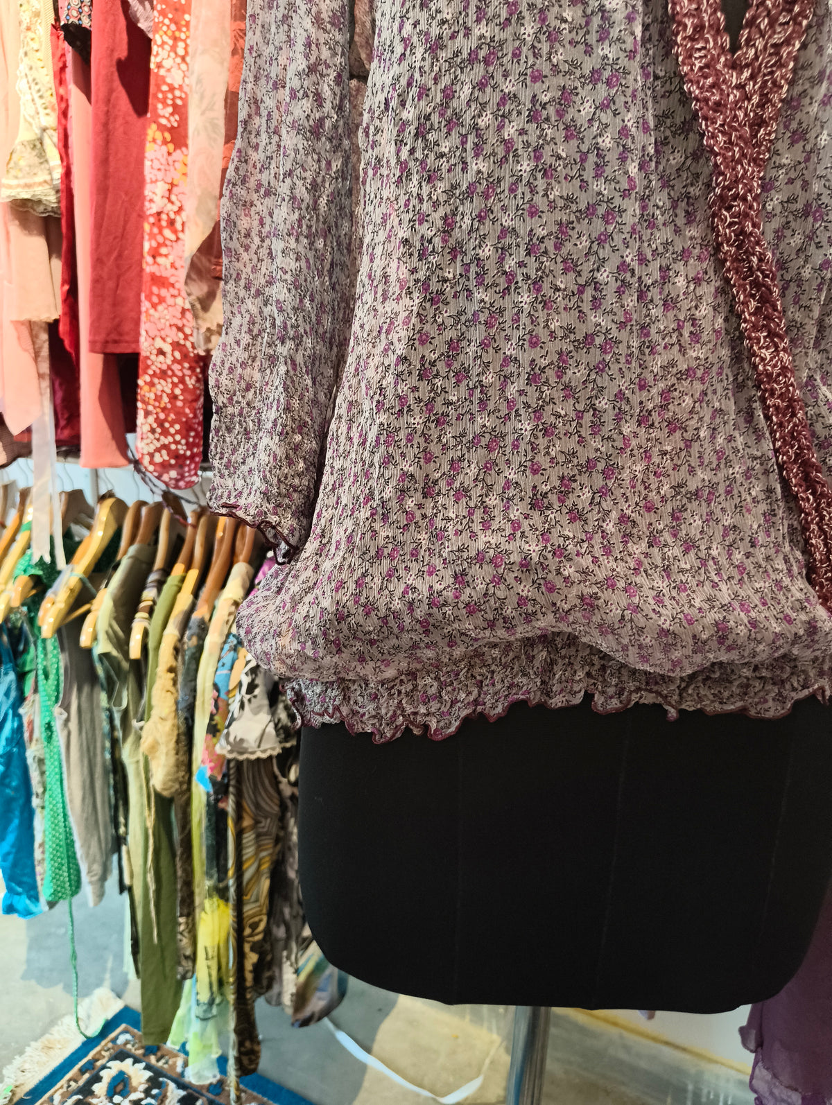 Lavender floral silk top