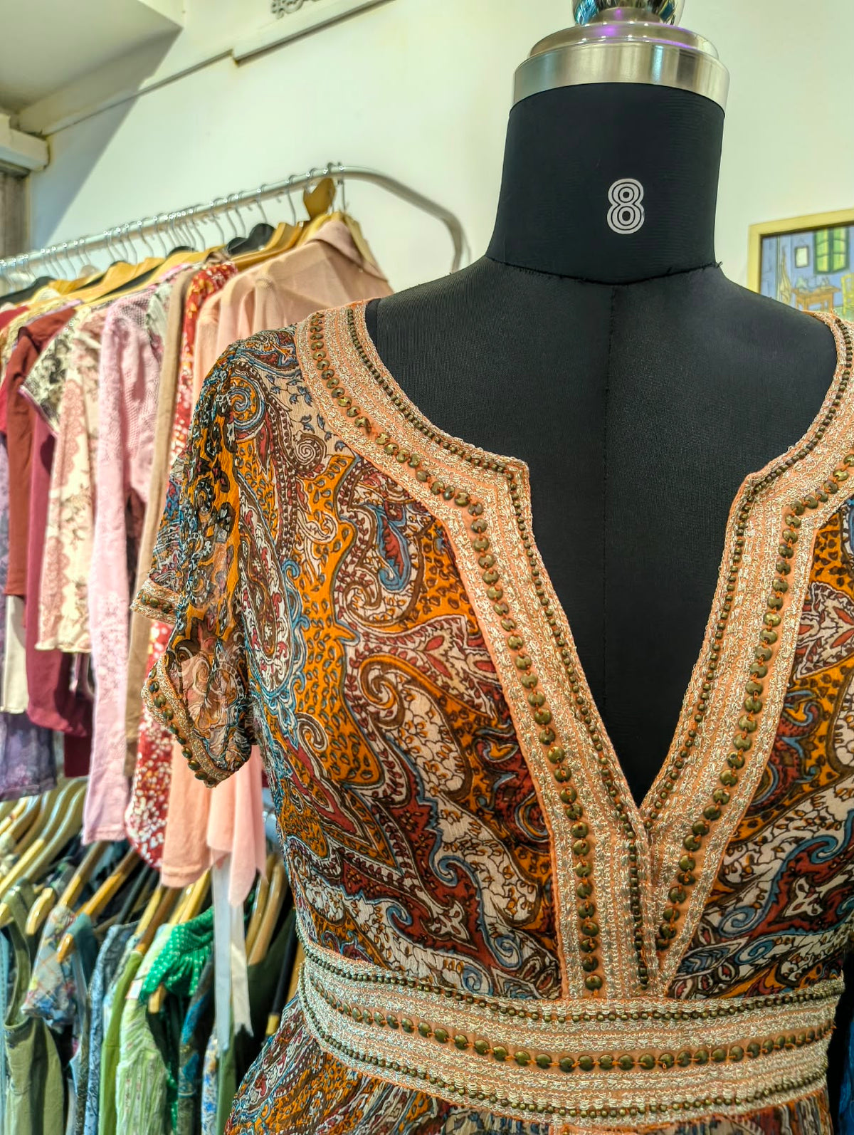Paisley chiffon sequins top