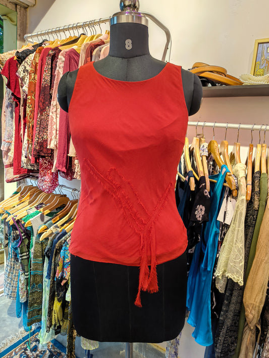 Red 100 percent silk top
