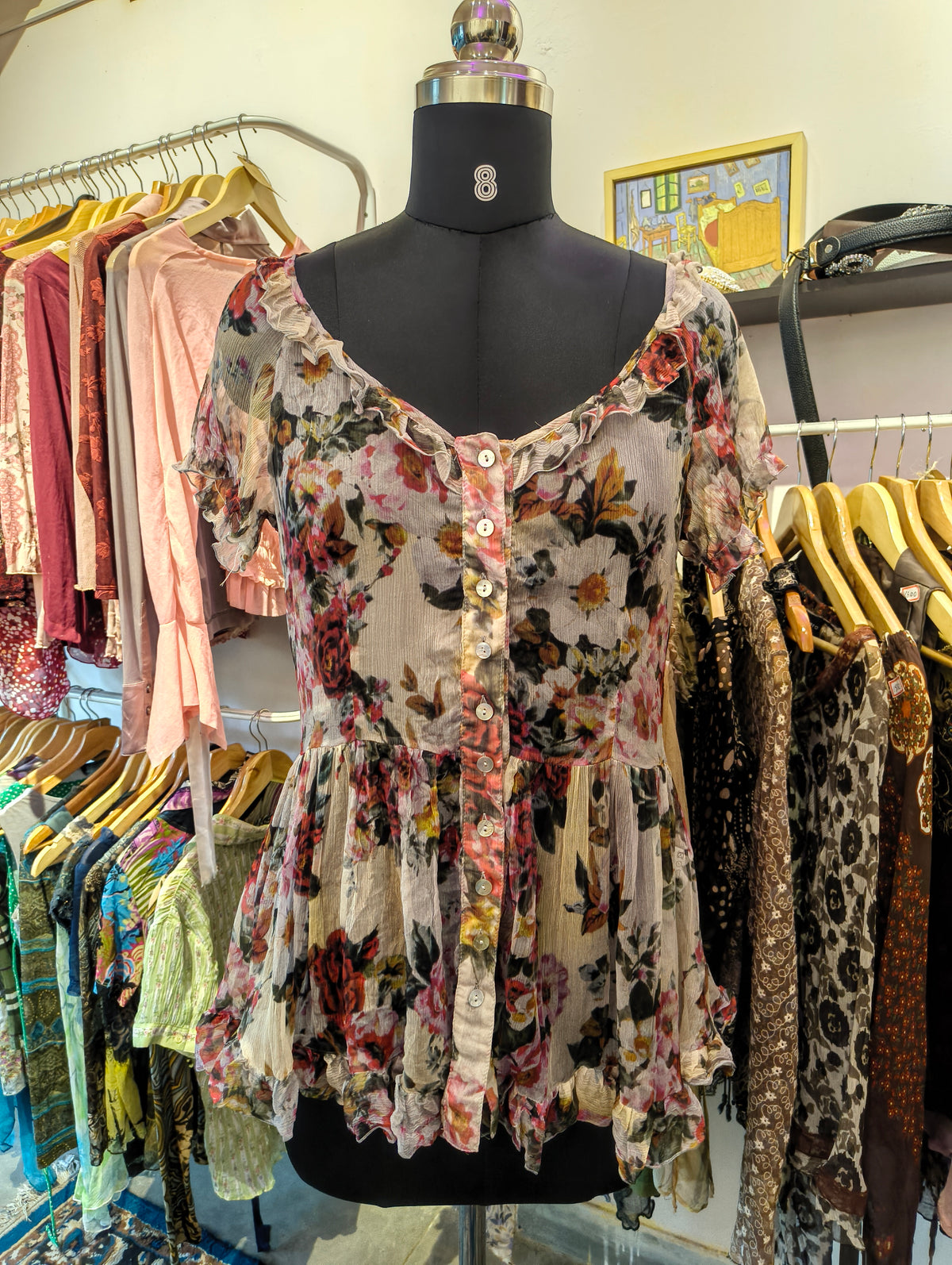 Floral silk top