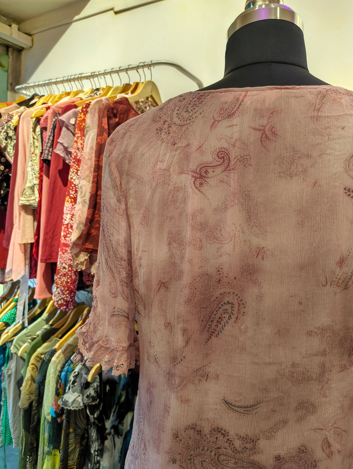 Pink paisely silk top