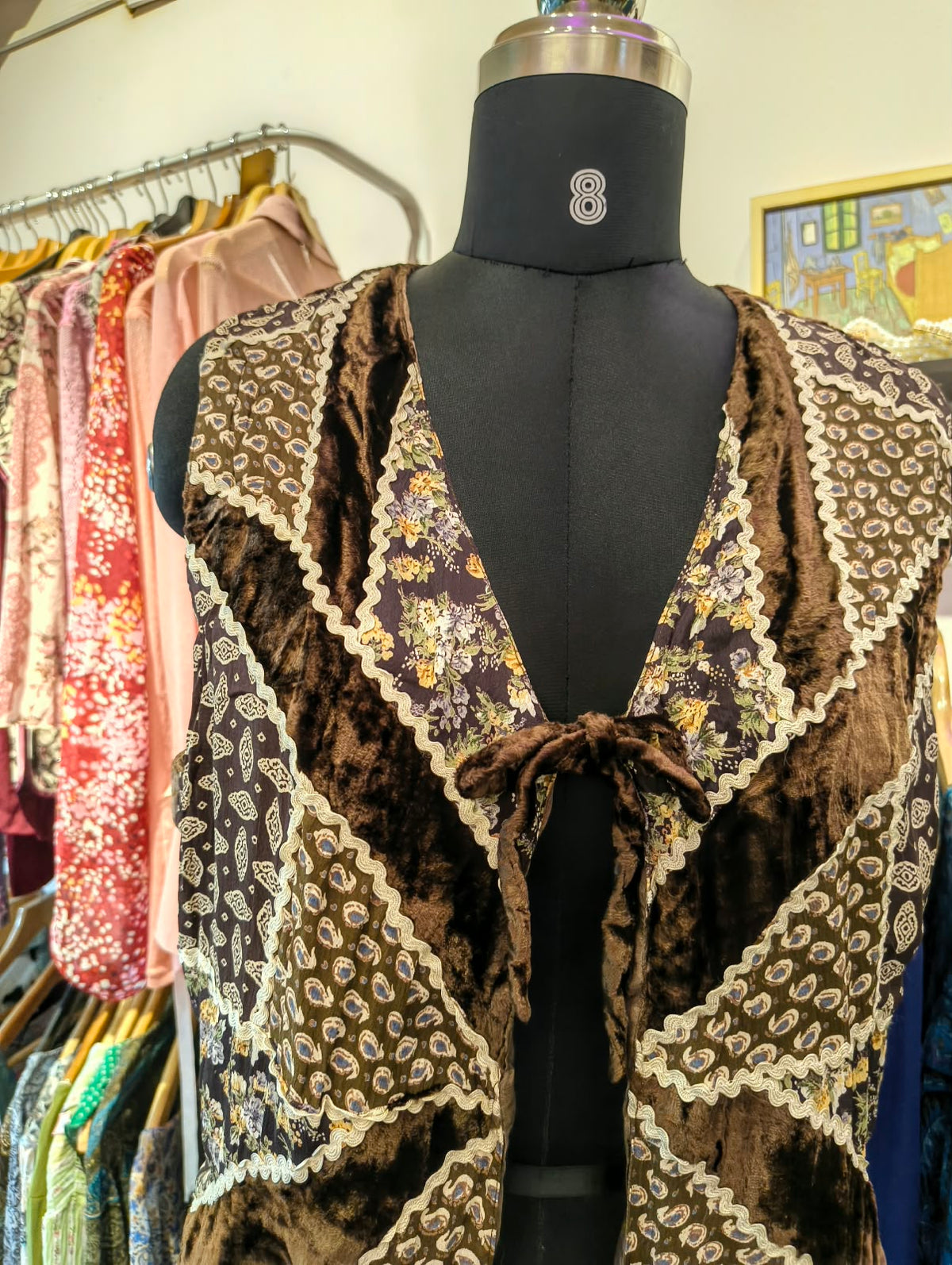 Brown cottage core vest