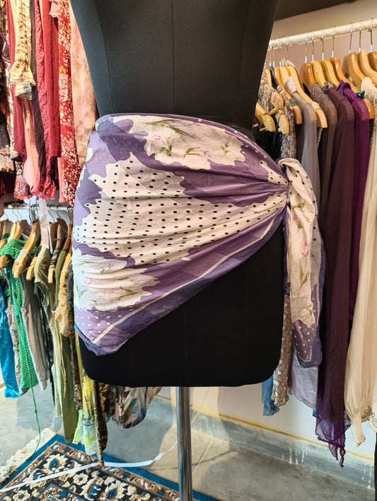 Purple floral polka scarf
