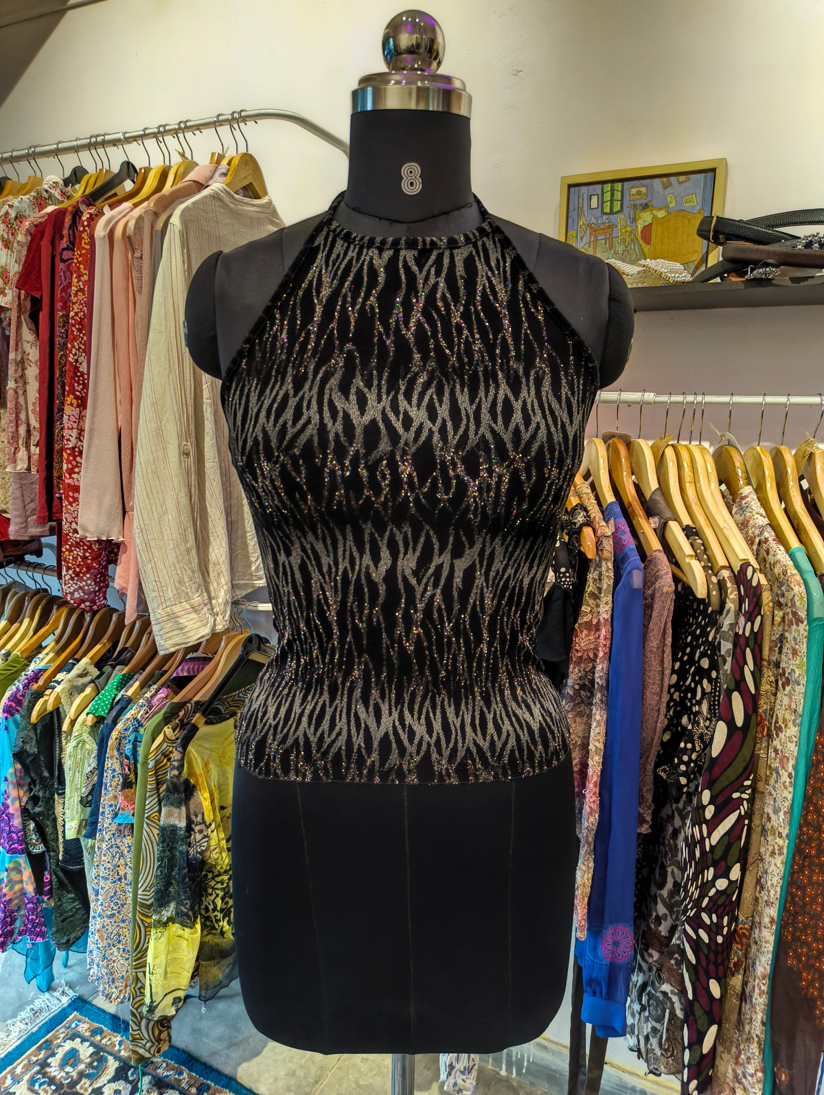 Black celestial halter neck top