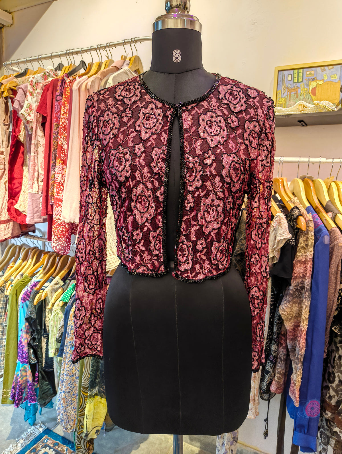 Beaded lace overwear