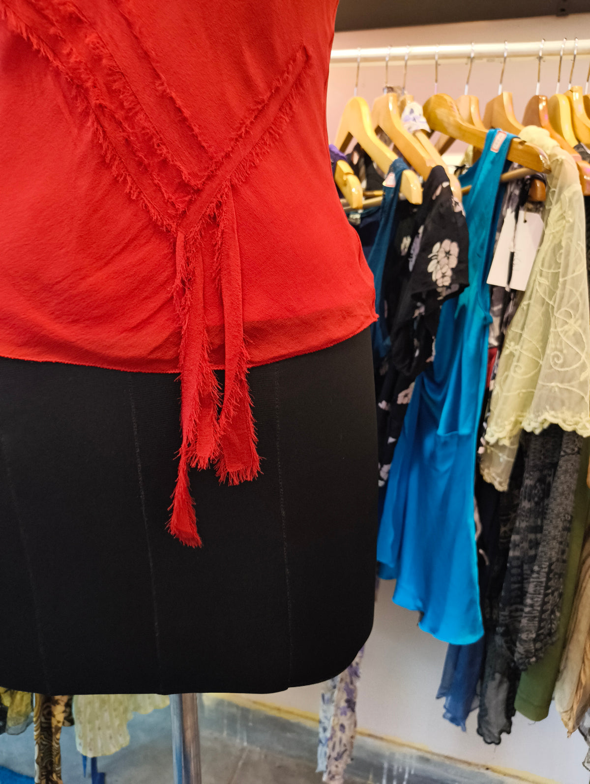 Red 100 percent silk top