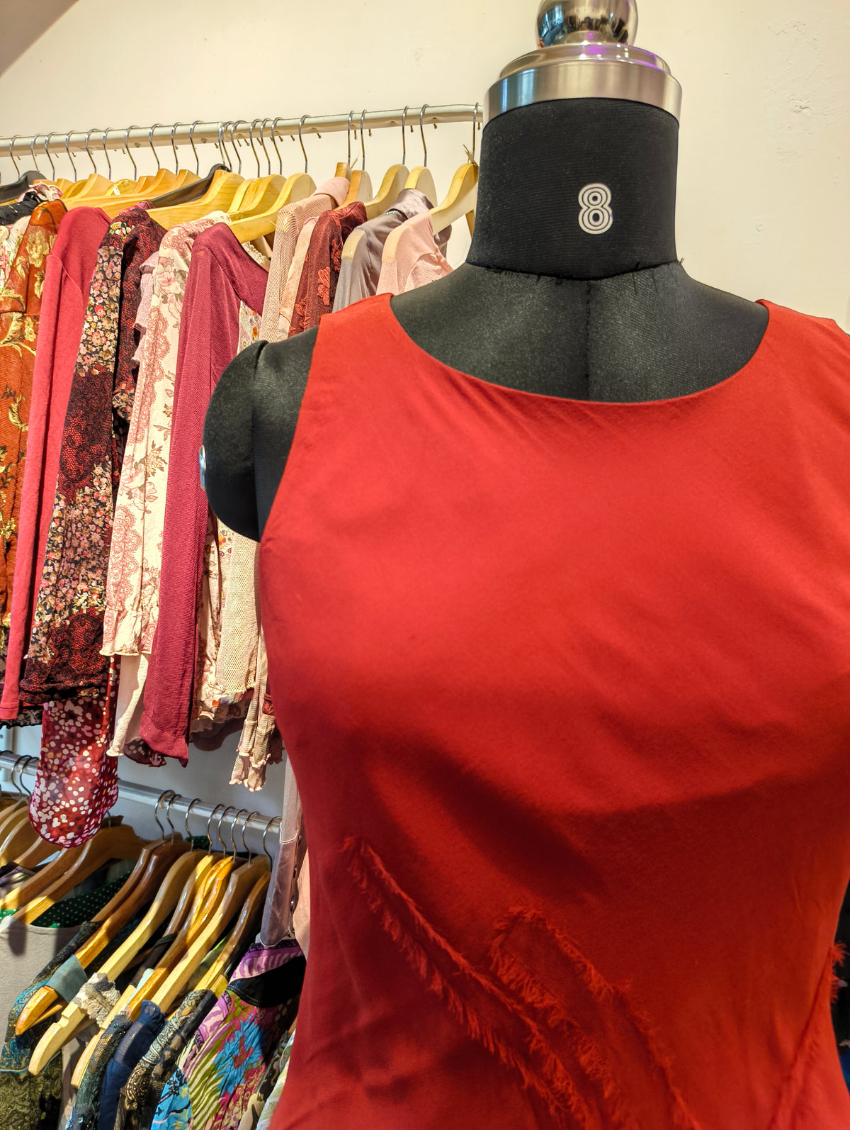 Red 100 percent silk top