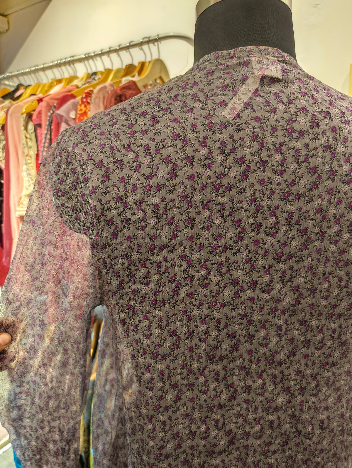 Lavender floral silk top
