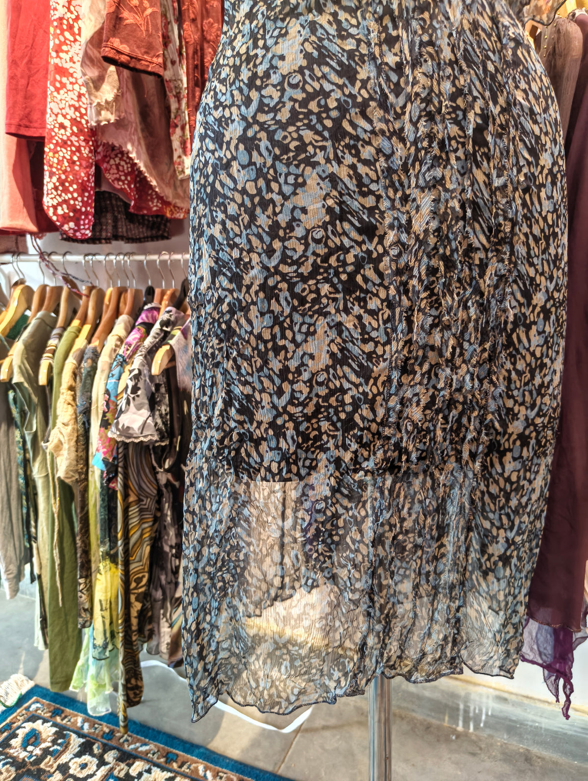 80's beaded waist silk dress