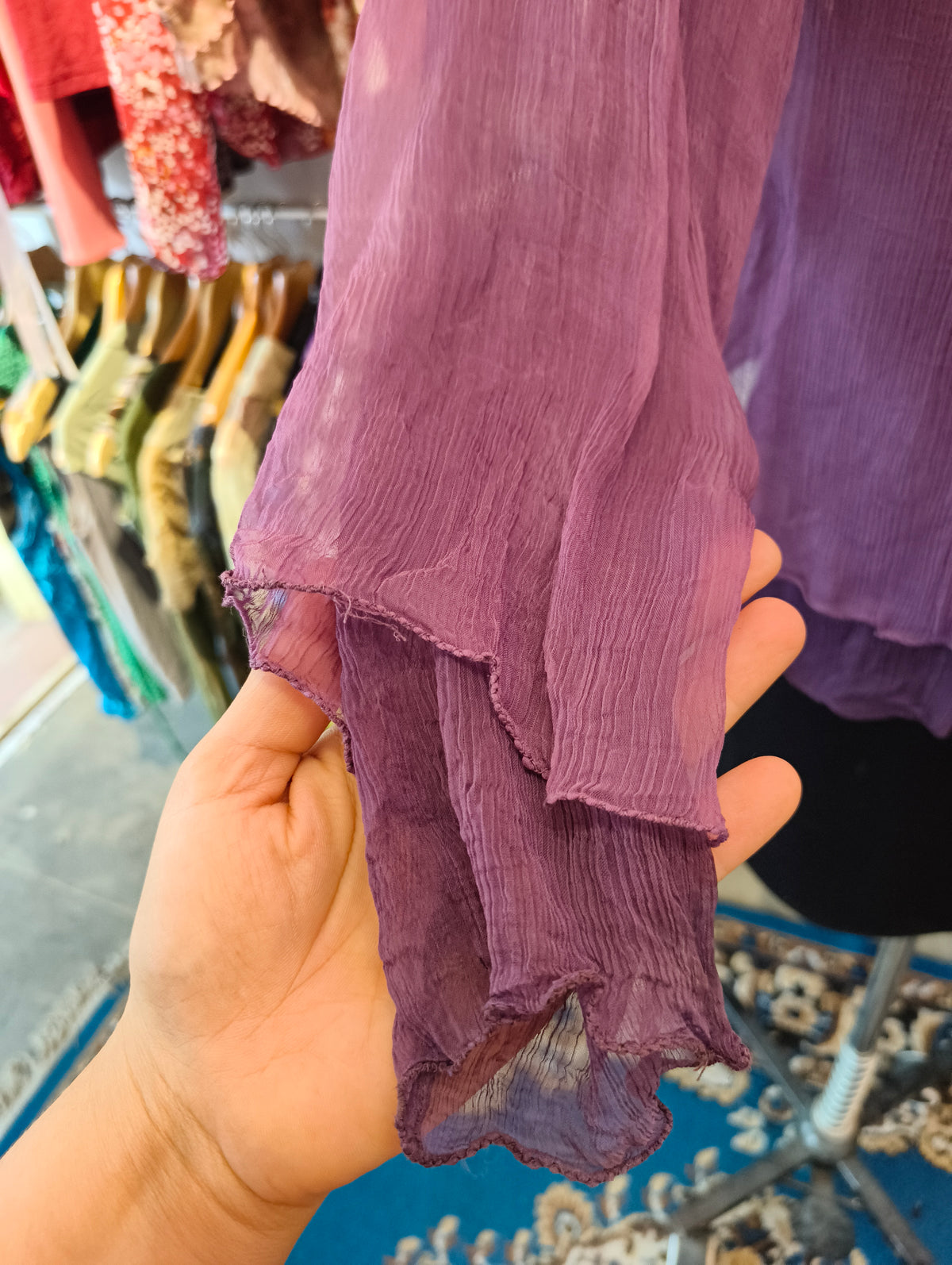 Purple silk reversible top
