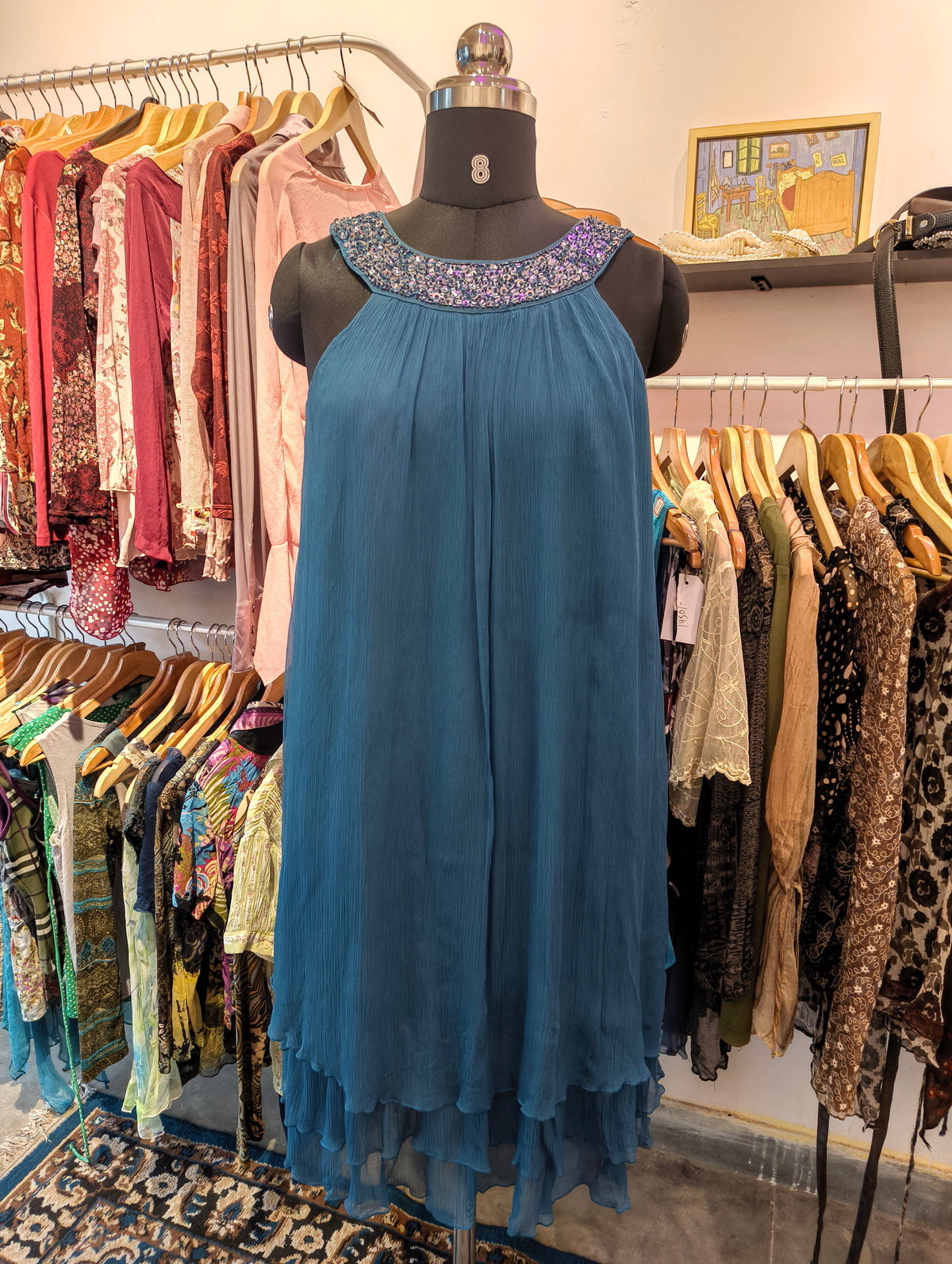 Esprit beaded neck 100 percent silk dress