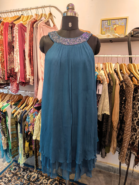 Esprit beaded neck 100 percent silk dress