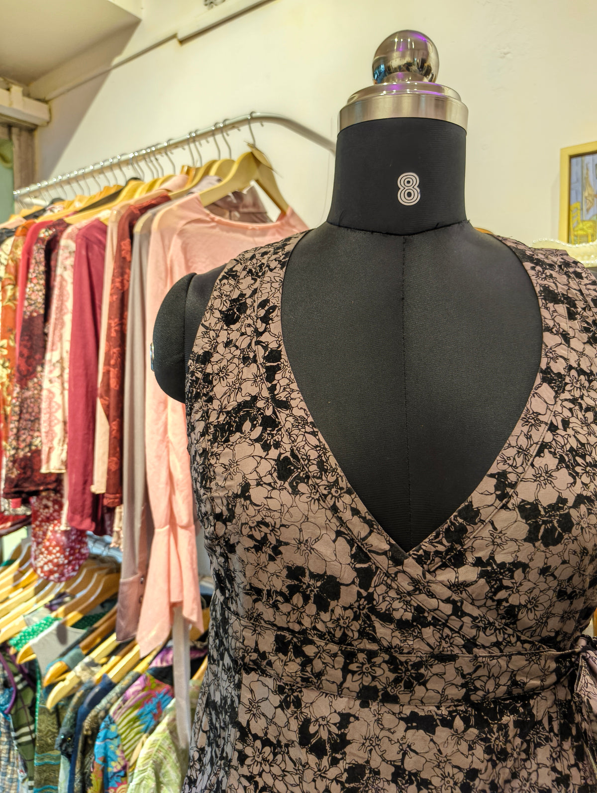 Brown 100 percent silk wrap around top